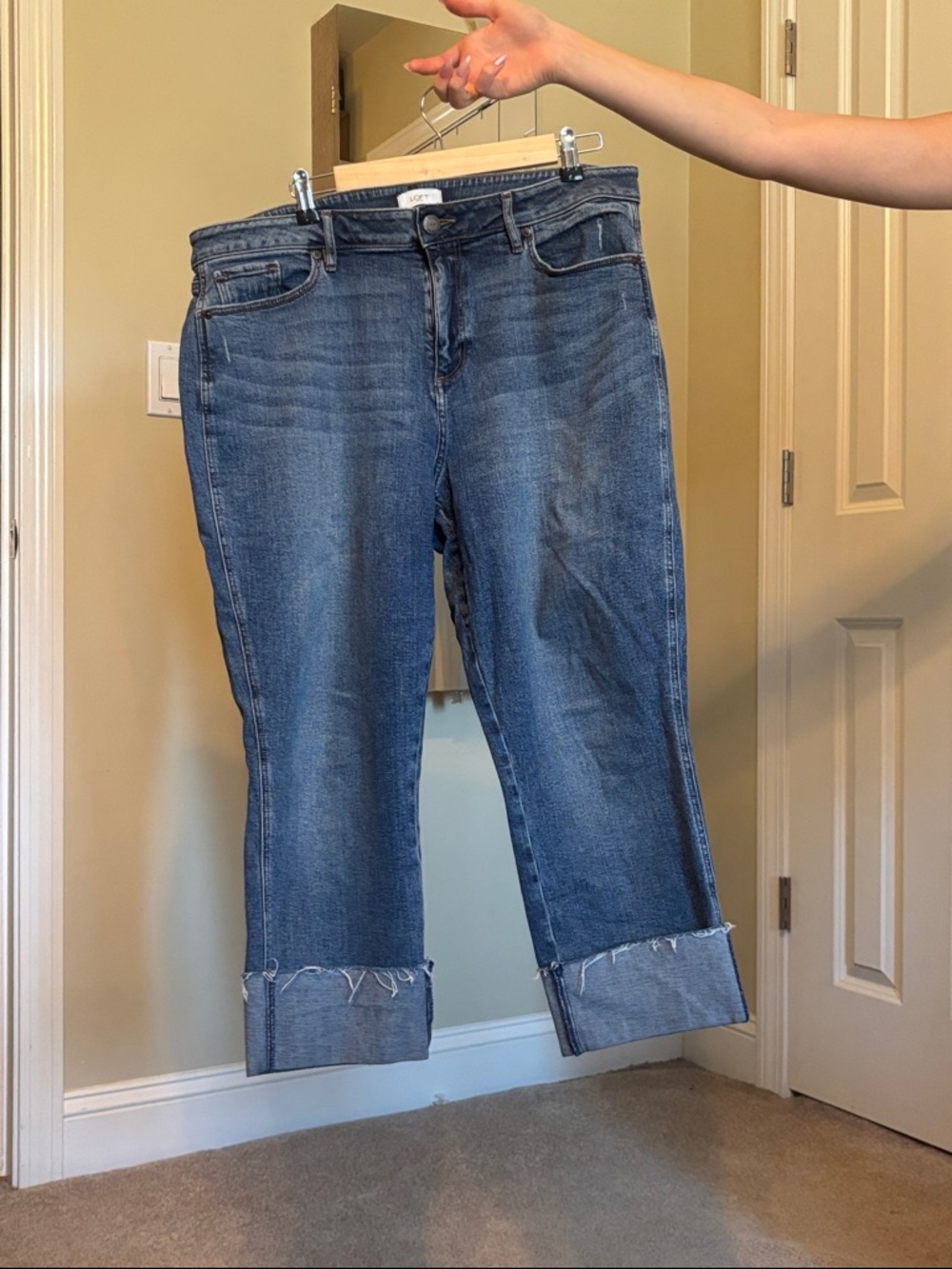 LOFT Cropped cuffed blue denim jeans